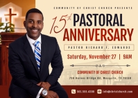 Beige Pastor Anniversary Postcard template