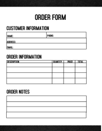 business order form template Volante (Carta US)