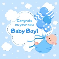 Congratulations on baby boy greeting card Instagram Post template
