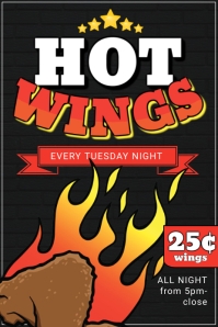 Hot wings ภาพกราฟิก Pinterest template