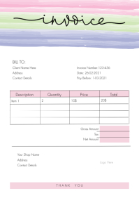 Invoice Templet A5 template