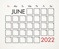 June 2022 Calendar Template Mittelgroßes Rechteck