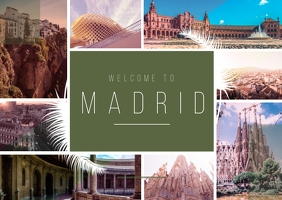 Madrid City Travel Photo Collage Cartolina template