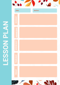 Modern Blue and Wheat Lesson Planner A4 template