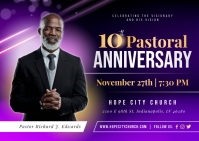 Purple Pastor Anniversary Postcard Carte postale template