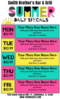 Summer Daily Specials Menu Template Legale USA